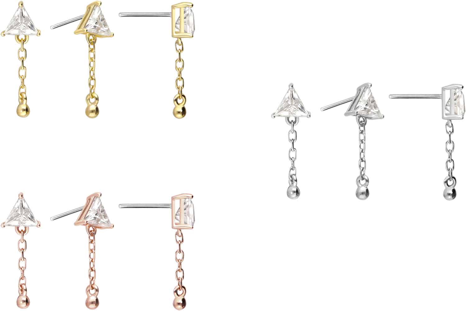 14 Karat Gold Aufsatz mit Titan Push Pin MOISSANIT-DREIECK + KETTE 14 Karat Gold Aufsatz mit Titan Push Pin MOISSANIT-DREIECK + KETTE von Piercingline