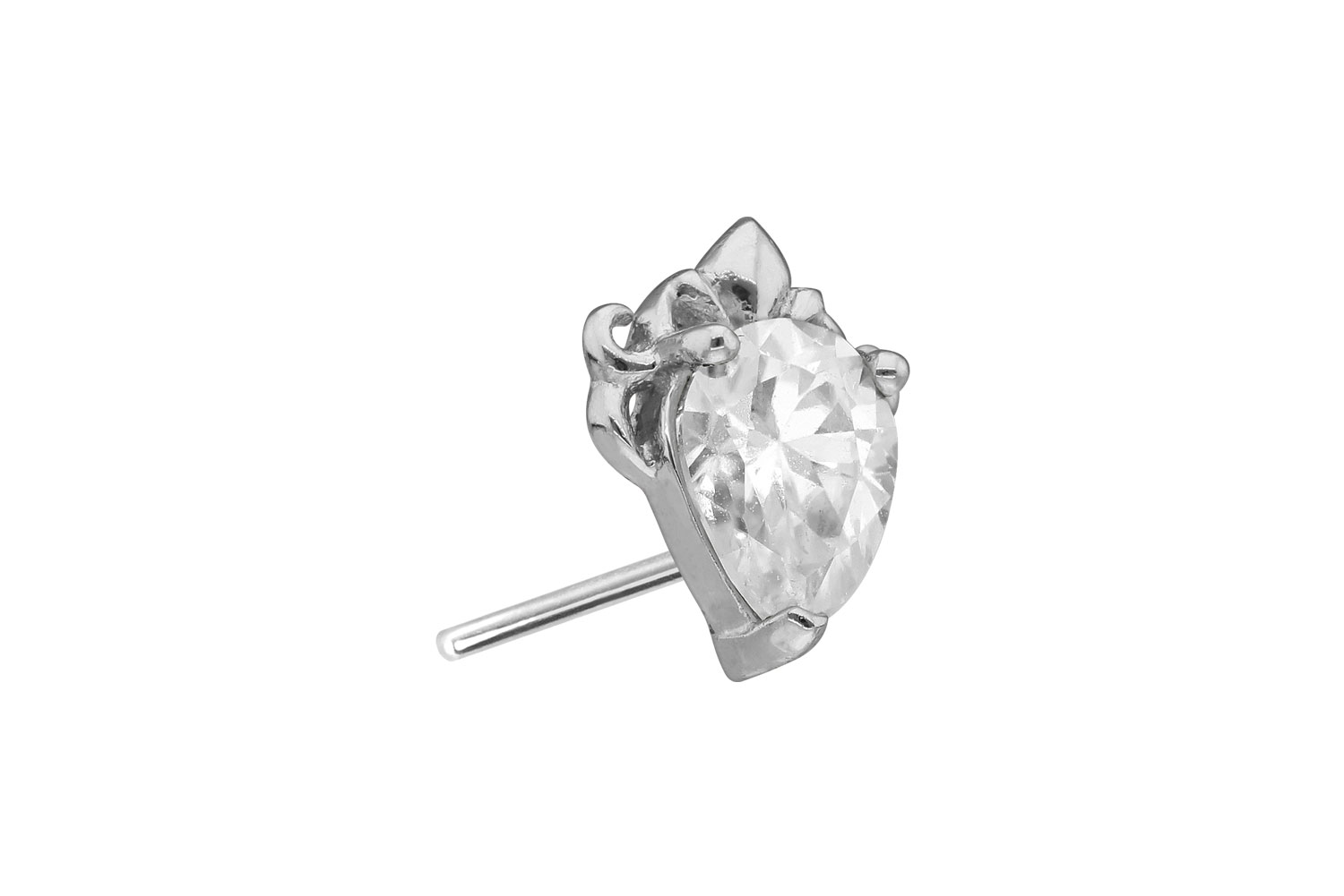 14 Karat Gold Aufsatz mit Titan Push Pin MOISSANIT-TROPFEN von Piercingline