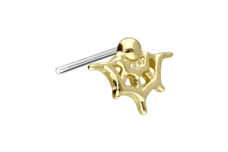 14 Karat Gold Aufsatz mit Titan Push Pin SPINNENNETZ von Piercingline