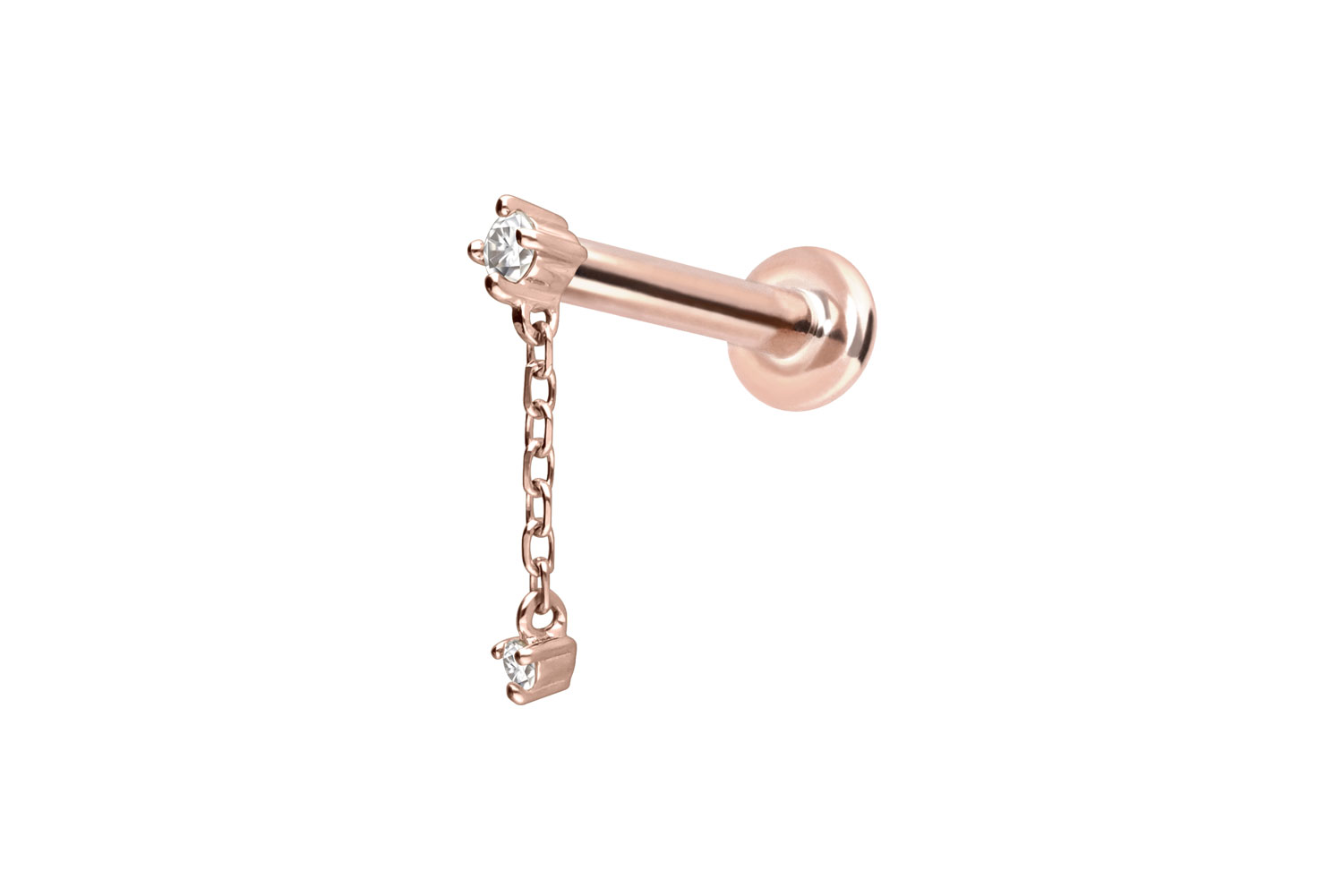 14 Karat Gold Labret mit Innengewinde 2 MOISSANITE + KETTE von Piercingline