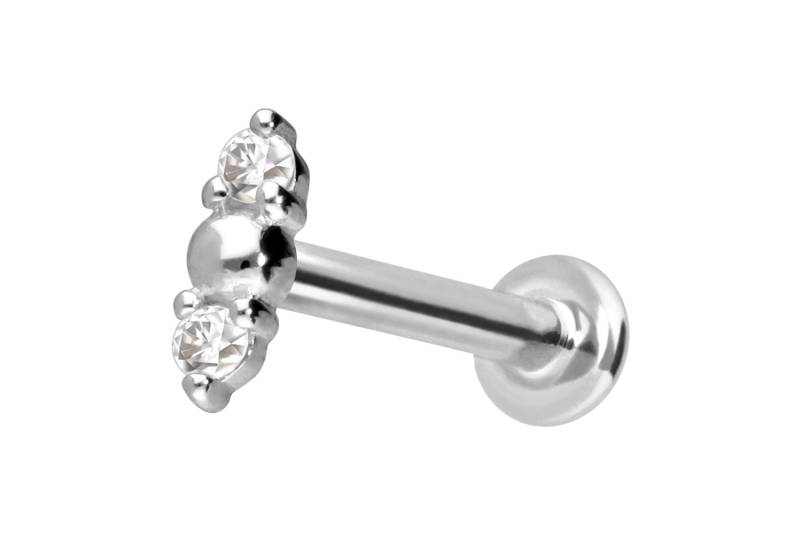 14 Karat Gold Labret mit Innengewinde 2 MOISSANITE + KUGEL von Piercingline