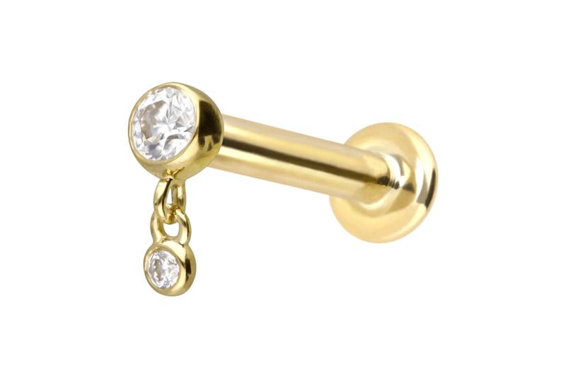 14 Karat Gold Labret mit Innengewinde 2 MOISSANITE von Piercingline