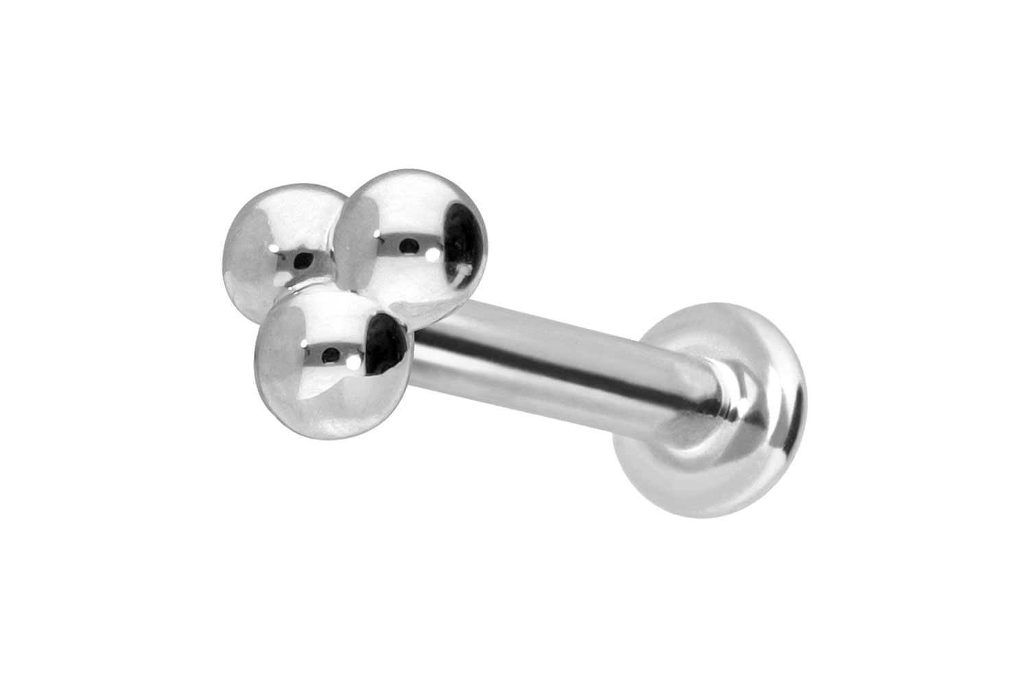 14 Karat Gold Labret mit Innengewinde 3 KUGELN von Piercingline