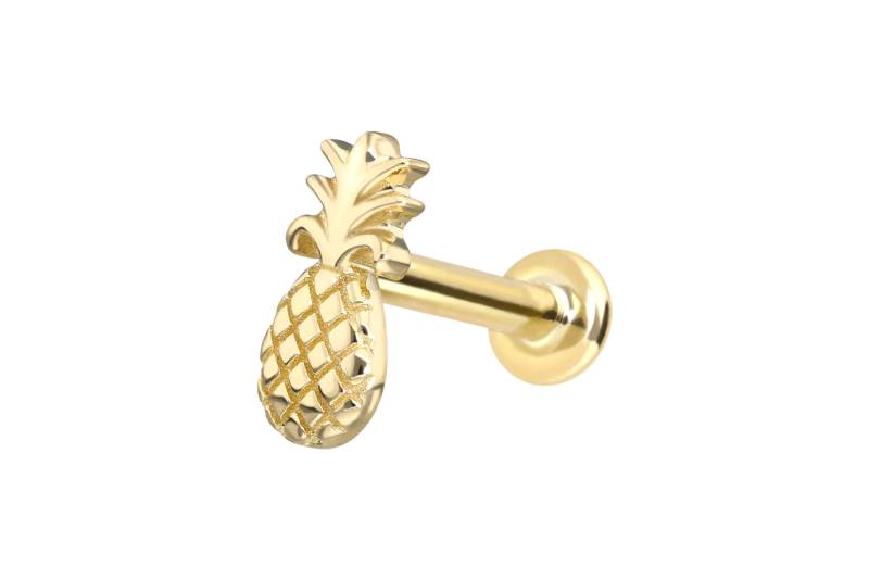 14 Karat Gold Labret mit Innengewinde ANANAS von Piercingline