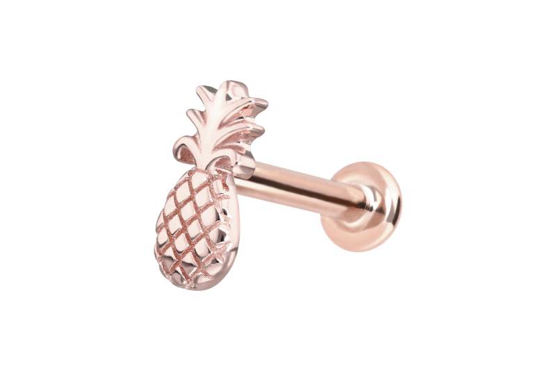 14 Karat Gold Labret mit Innengewinde ANANAS von Piercingline