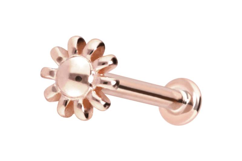14 Karat Gold Labret mit Innengewinde BLUME von Piercingline