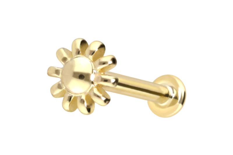 14 Karat Gold Labret mit Innengewinde BLUME von Piercingline