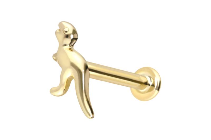 14 Karat Gold Labret mit Innengewinde DINOSAURIER von Piercingline