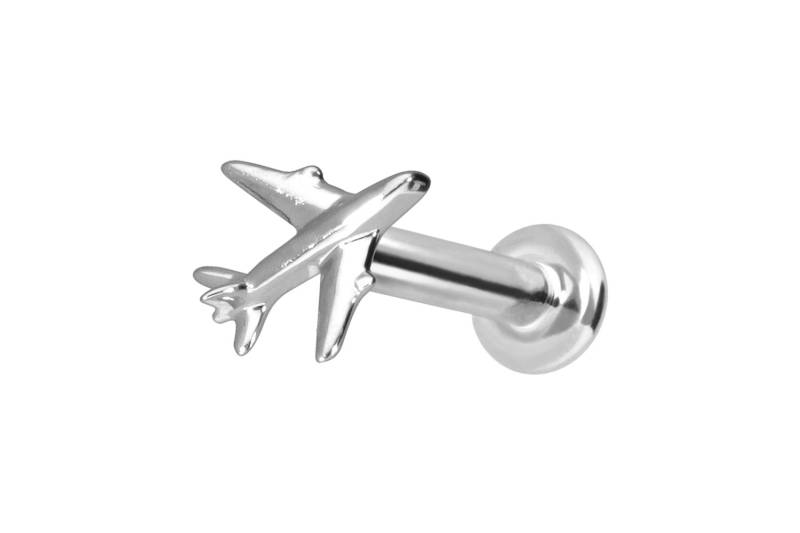 14 Karat Gold Labret mit Innengewinde FLUGZEUG von Piercingline
