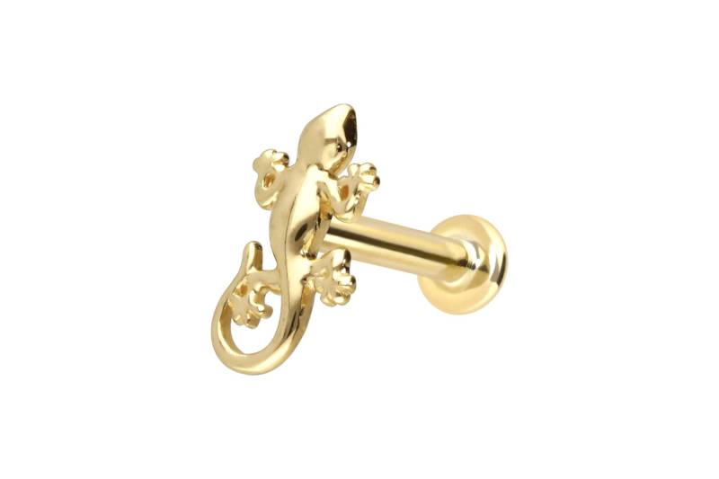 14 Karat Gold Labret mit Innengewinde GECKO von Piercingline