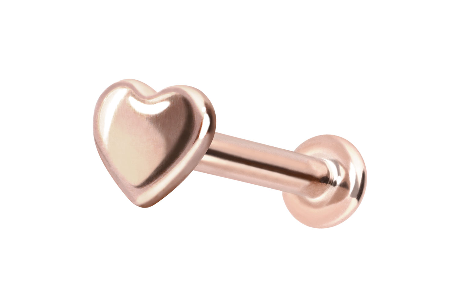 14 Karat Gold Labret mit Innengewinde HERZ von Piercingline