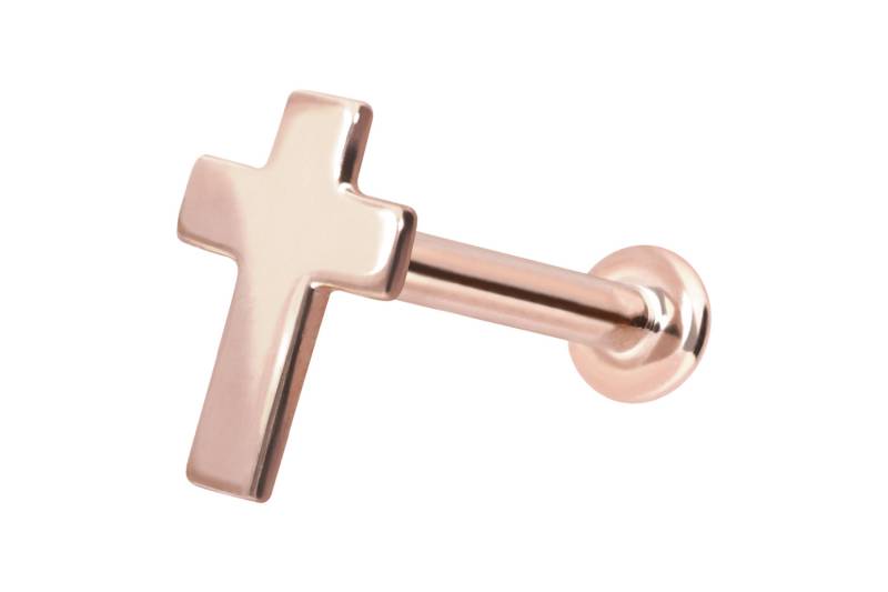 14 Karat Gold Labret mit Innengewinde KREUZ von Piercingline