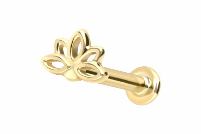14 Karat Gold Labret mit Innengewinde LOTUSBLÜTE von Piercingline