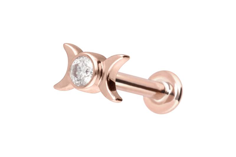 14 Karat Gold Labret mit Innengewinde MOISSANIT + 2 MONDE von Piercingline