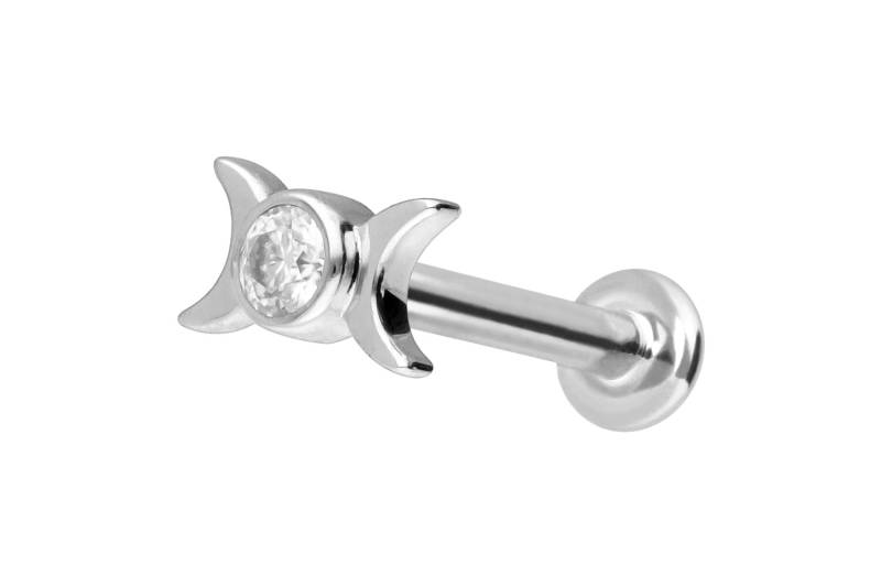 14 Karat Gold Labret mit Innengewinde MOISSANIT + 2 MONDE von Piercingline