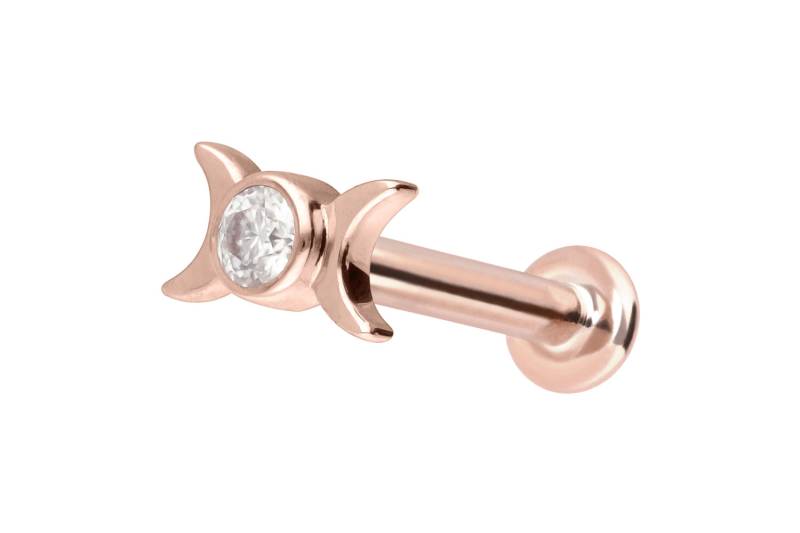 14 Karat Gold Labret mit Innengewinde MOISSANIT + 2 MONDE von Piercingline