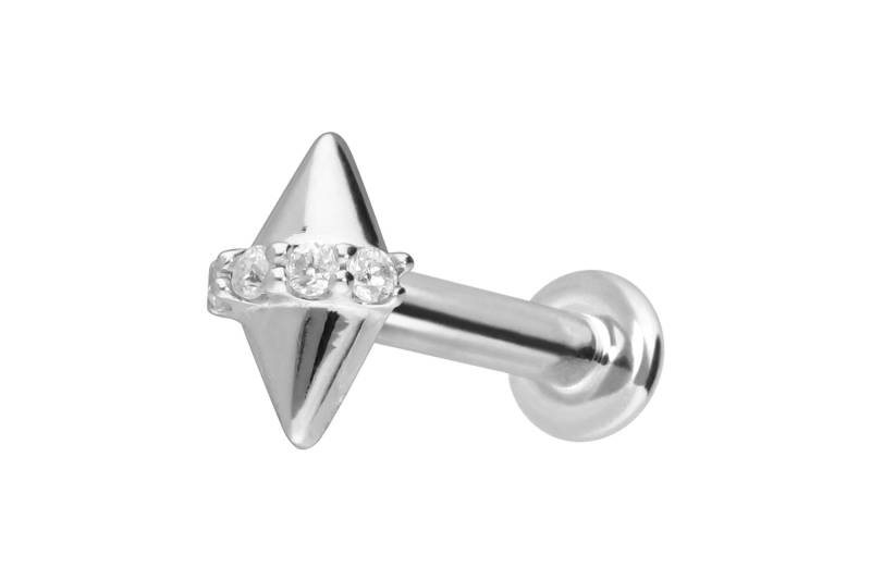 14 Karat Gold Labret mit Innengewinde MOISSANIT + 2 SPITZEN von Piercingline