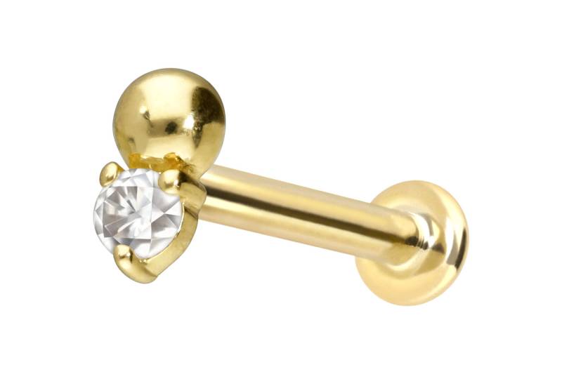 14 Karat Gold Labret mit Innengewinde MOISSANIT + KUGEL von Piercingline