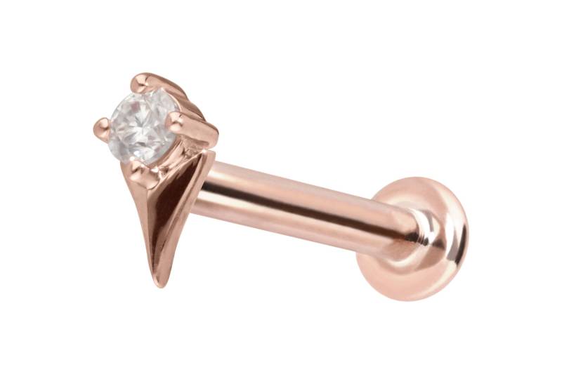 14 Karat Gold Labret mit Innengewinde MOISSANIT + PFEILSPITZE von Piercingline