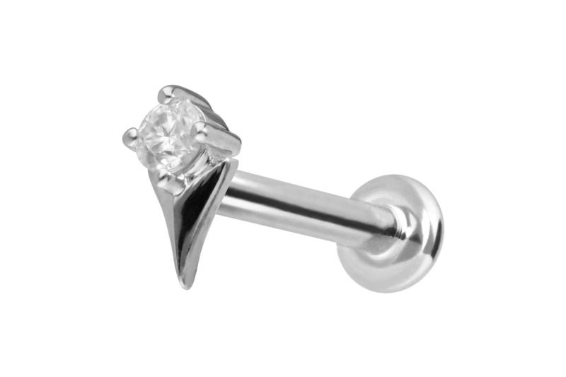 14 Karat Gold Labret mit Innengewinde MOISSANIT + PFEILSPITZE von Piercingline