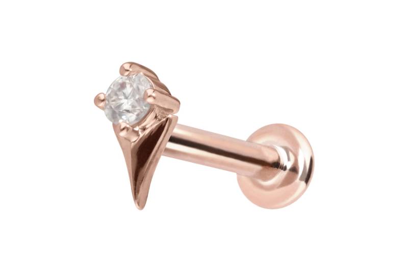 14 Karat Gold Labret mit Innengewinde MOISSANIT + PFEILSPITZE von Piercingline