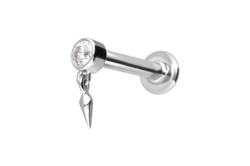 14 Karat Gold Labret mit Innengewinde MOISSANIT + SPITZE von Piercingline