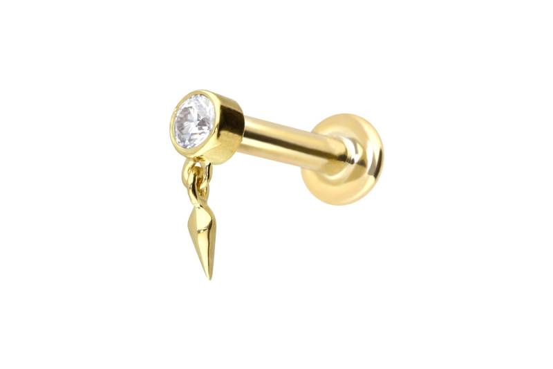 14 Karat Gold Labret mit Innengewinde MOISSANIT + SPITZE von Piercingline