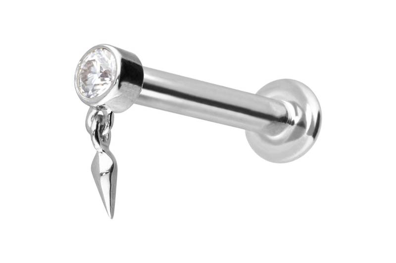 14 Karat Gold Labret mit Innengewinde MOISSANIT + SPITZE von Piercingline