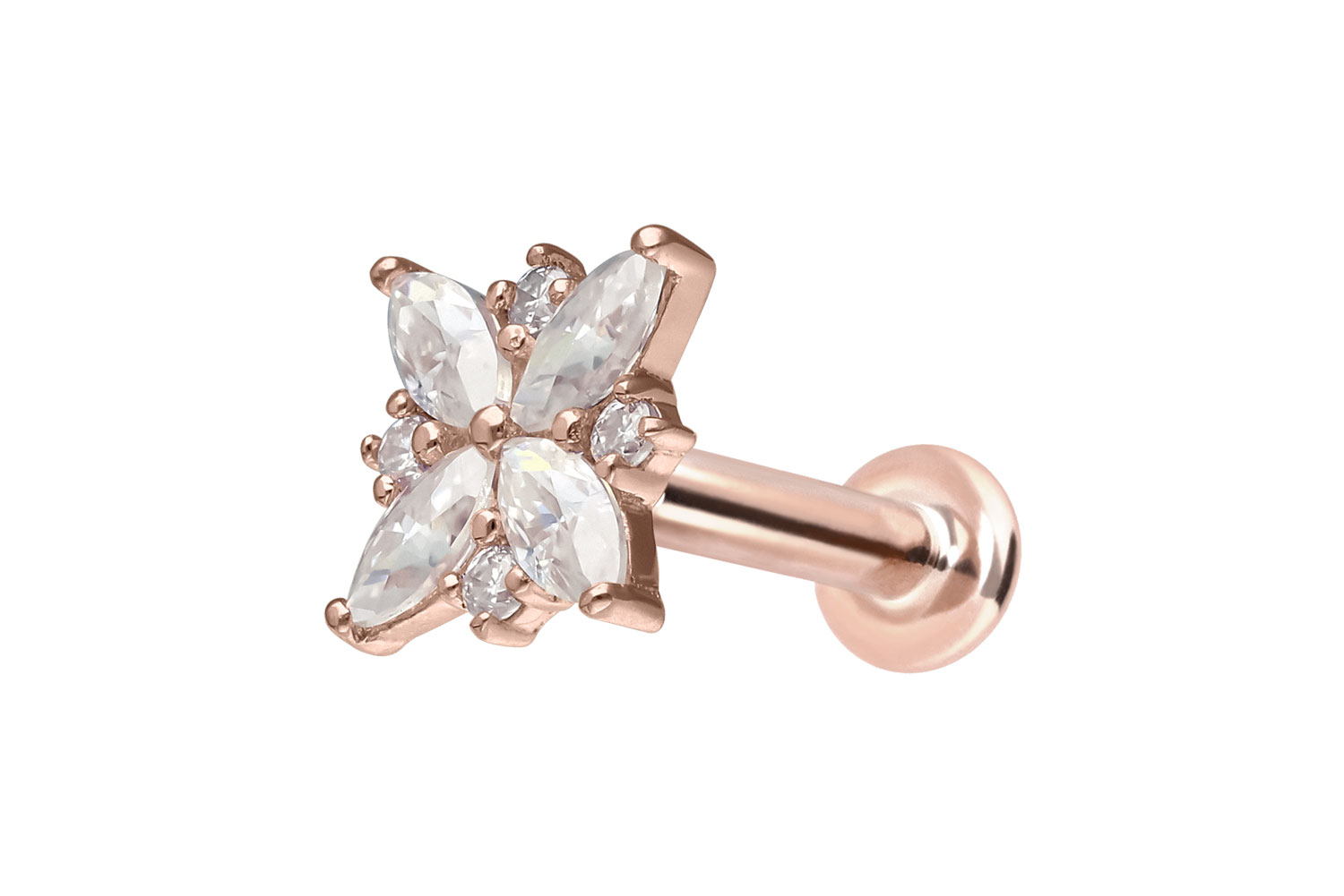14 Karat Gold Labret mit Innengewinde MOISSANIT-BLUME 14 Karat Gold Labret mit Innengewinde MOISSANIT-BLUME von Piercingline