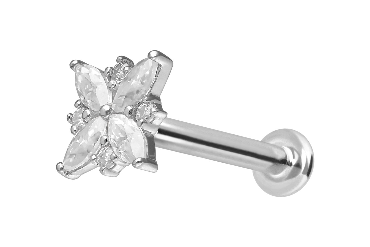 14 Karat Gold Labret mit Innengewinde MOISSANIT-BLUME 14 Karat Gold Labret mit Innengewinde MOISSANIT-BLUME von Piercingline
