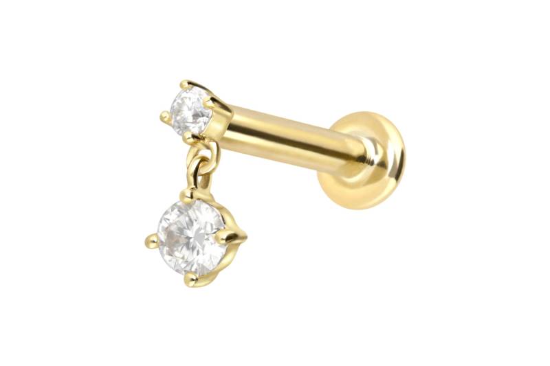 14 Karat Gold Labret mit Innengewinde MOISSANIT-BOGEN + KETTE von Piercingline