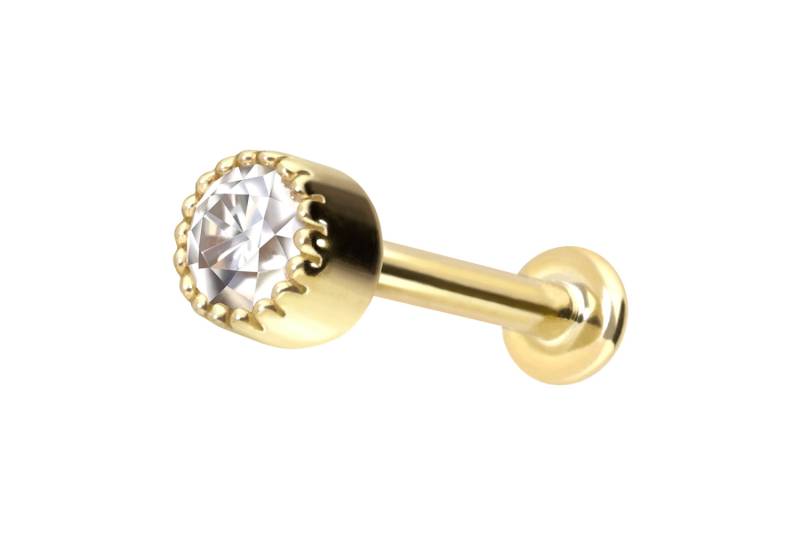 14 Karat Gold Labret mit Innengewinde MOISSANIT-DISC von Piercingline