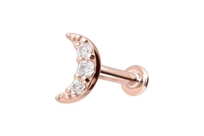 14 Karat Gold Labret mit Innengewinde MOISSANIT-MOND von Piercingline