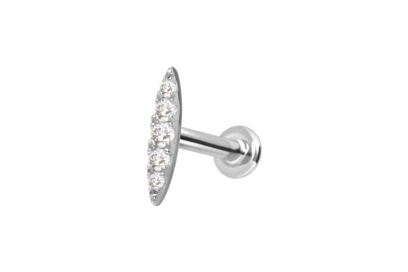 14 Karat Gold Labret mit Innengewinde MOISSANIT-OVAL von Piercingline