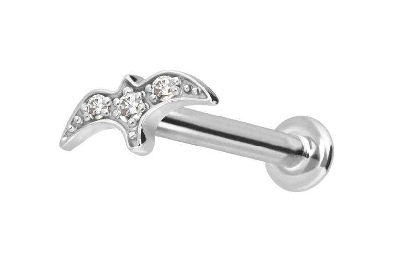 14 Karat Gold Labret mit Innengewinde MOISSANIT-SCHWALBE von Piercingline