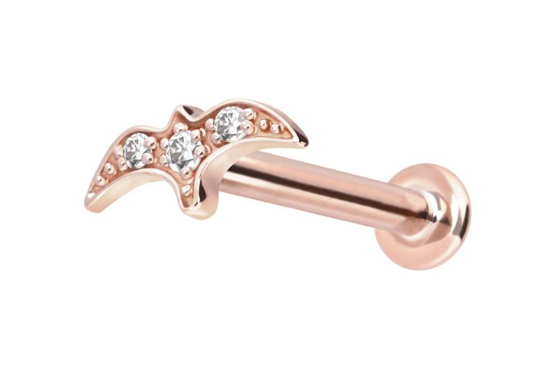 14 Karat Gold Labret mit Innengewinde MOISSANIT-SCHWALBE von Piercingline