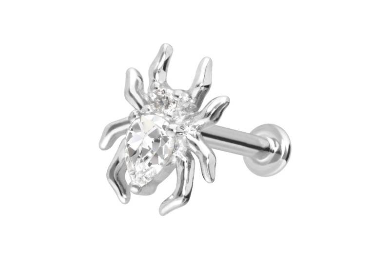 14 Karat Gold Labret mit Innengewinde MOISSANIT-SPINNE von Piercingline