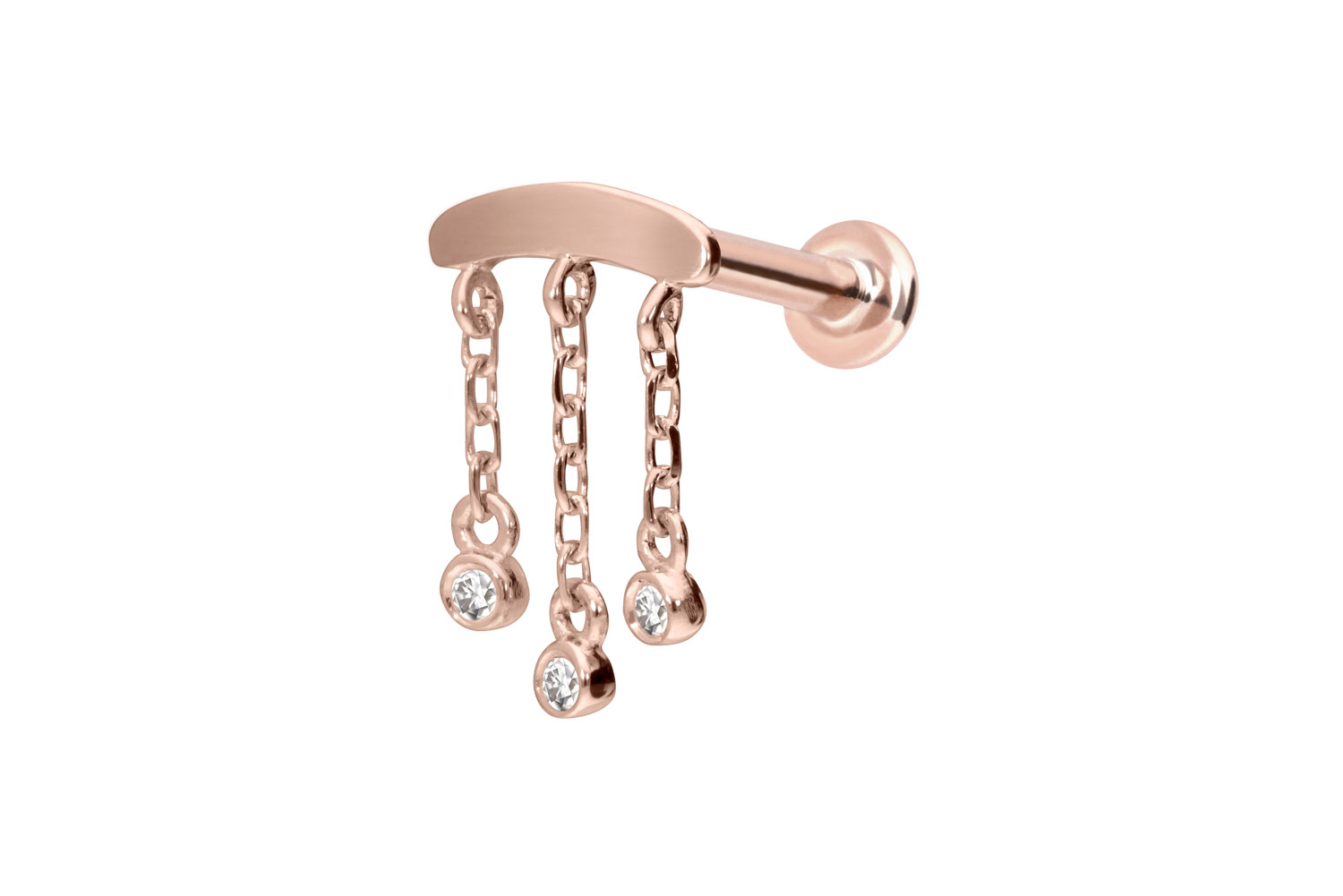 14 Karat Gold Labret mit Innengewinde MOISSANIT-WINDSPIEL von Piercingline