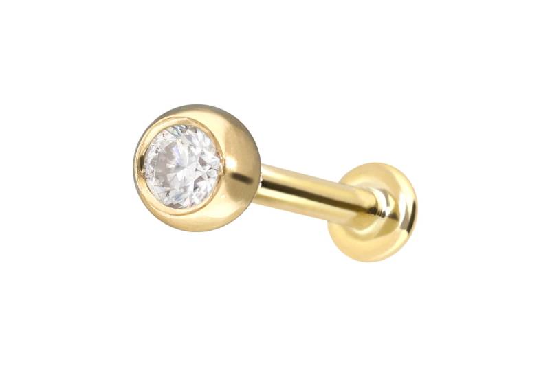 14 Karat Gold Labret mit Innengewinde MOISSANIT von Piercingline