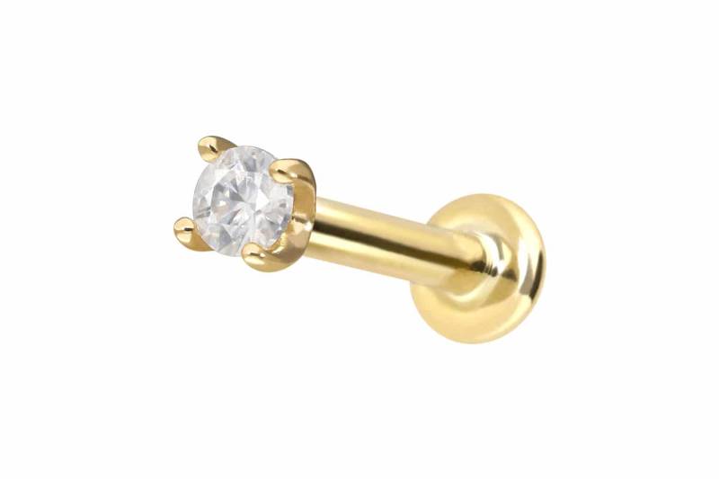 14 Karat Gold Labret mit Innengewinde MOISSANIT von Piercingline