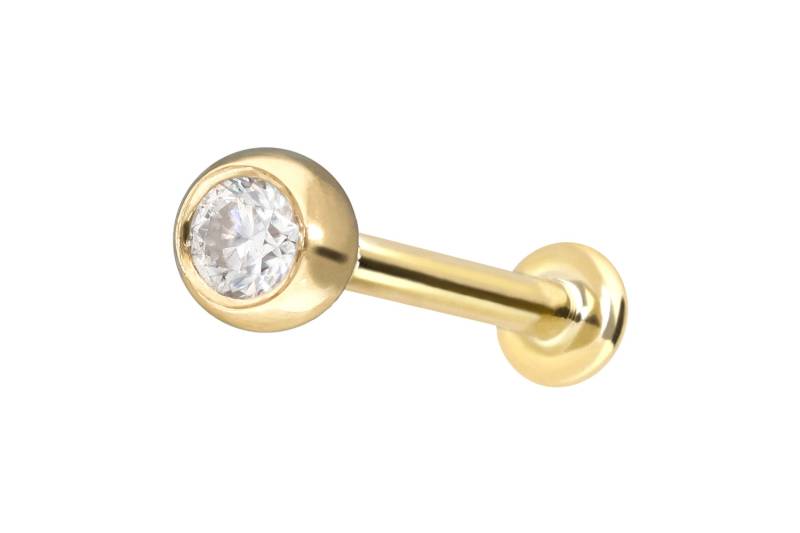 14 Karat Gold Labret mit Innengewinde MOISSANIT von Piercingline