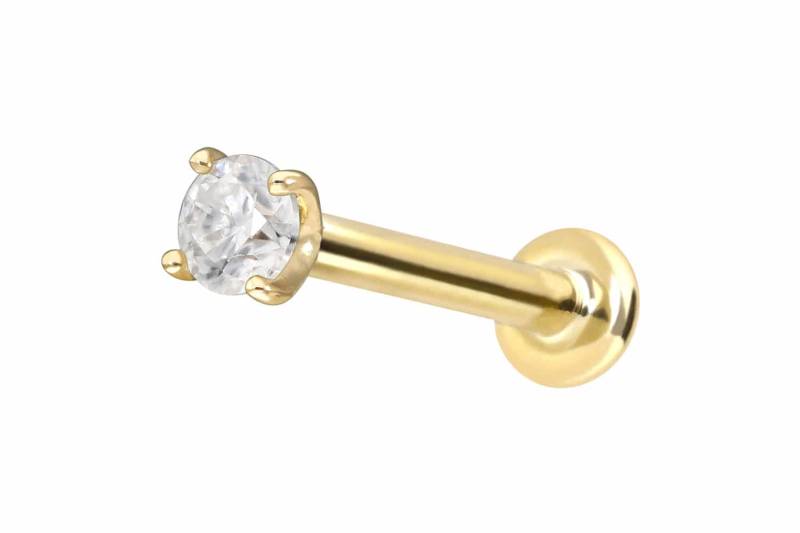 14 Karat Gold Labret mit Innengewinde MOISSANIT von Piercingline