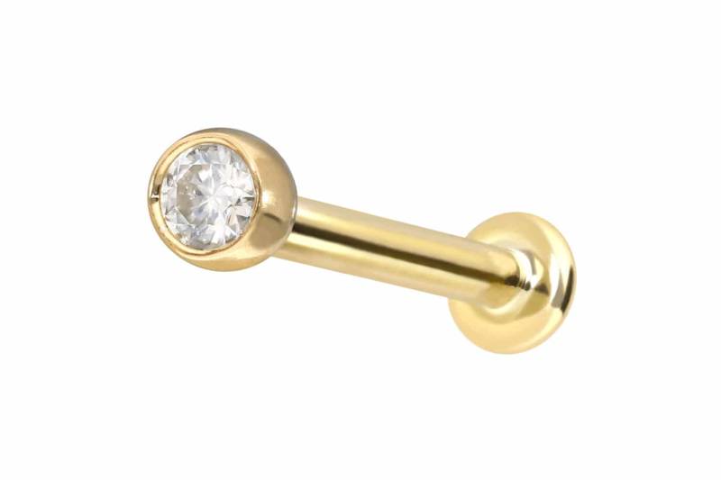14 Karat Gold Labret mit Innengewinde MOISSANIT von Piercingline