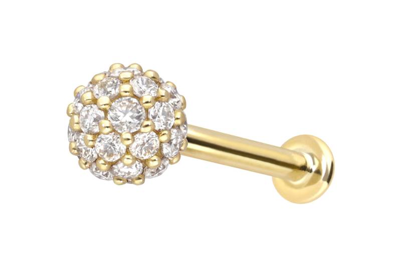 14 Karat Gold Labret mit Innengewinde MULTI-MOISSANIT von Piercingline