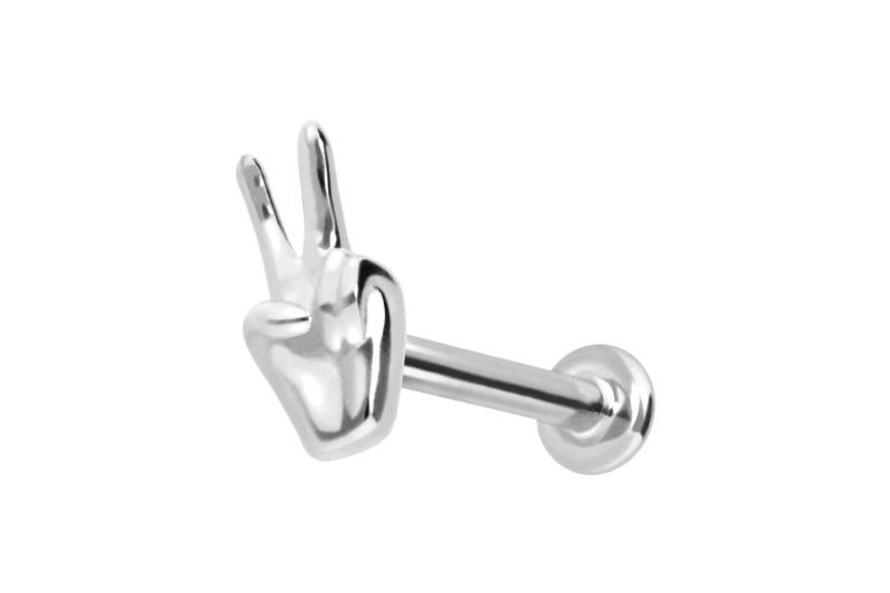14 Karat Gold Labret mit Innengewinde PEACE-ZEICHEN von Piercingline