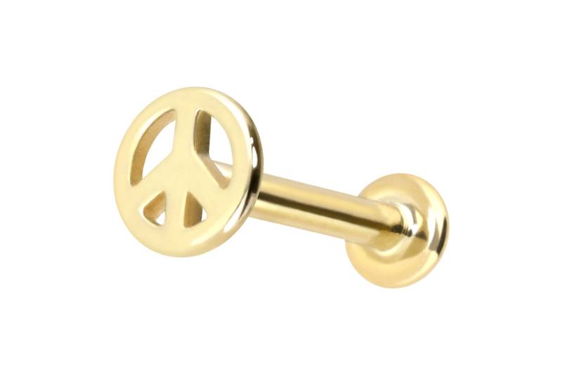 14 Karat Gold Labret mit Innengewinde PEACE-ZEICHEN von Piercingline