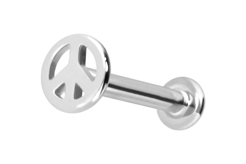 14 Karat Gold Labret mit Innengewinde PEACE-ZEICHEN von Piercingline