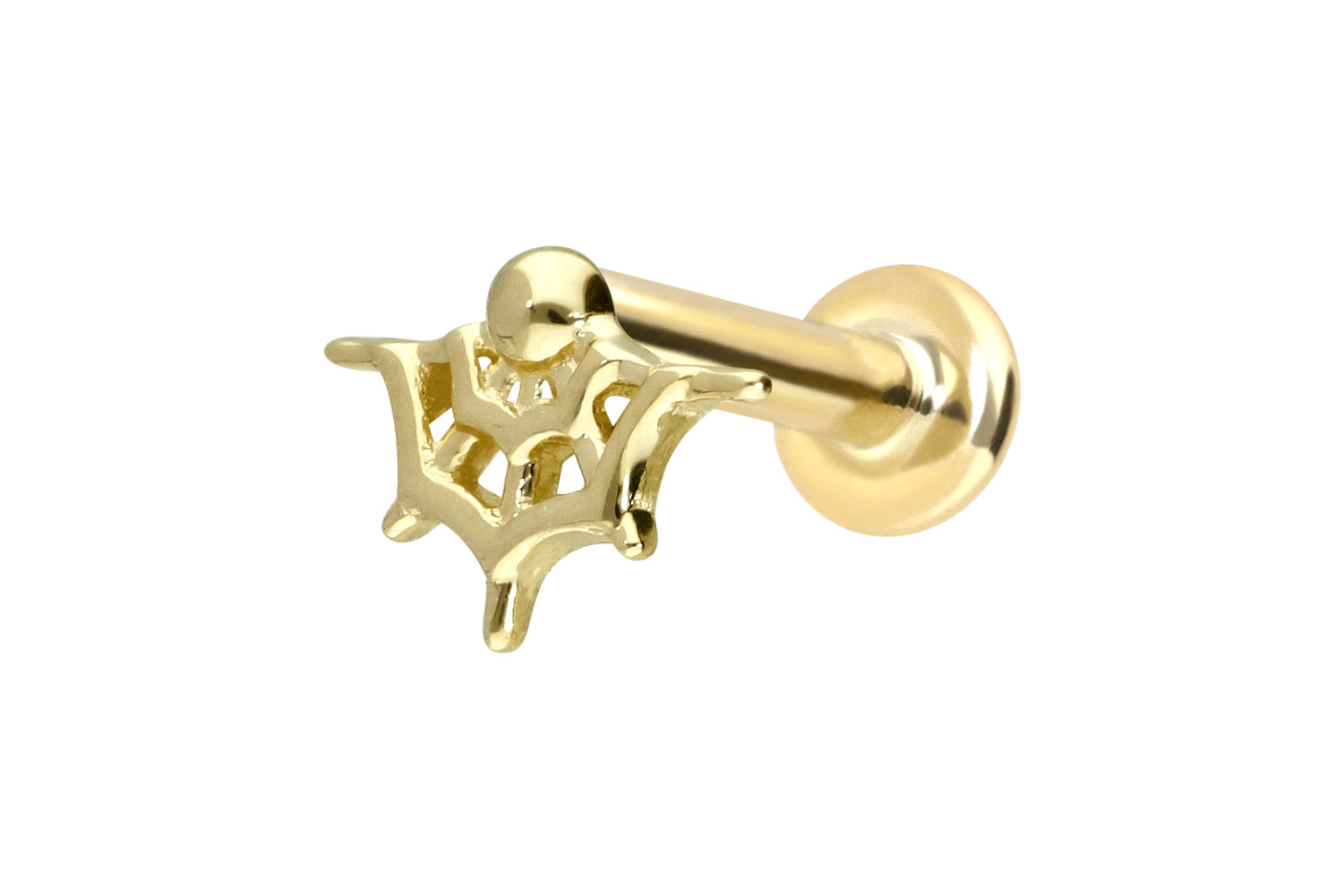 14 Karat Gold Labret mit Innengewinde SPINNENNETZ von Piercingline