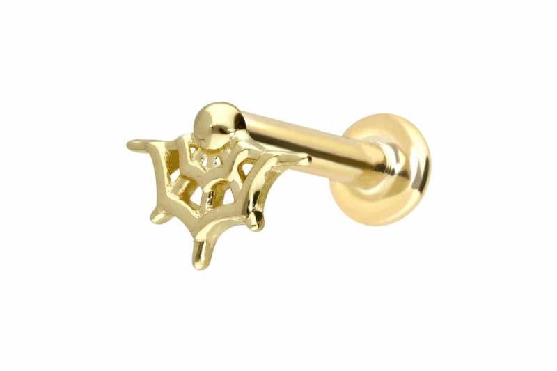 14 Karat Gold Labret mit Innengewinde SPINNENNETZ von Piercingline