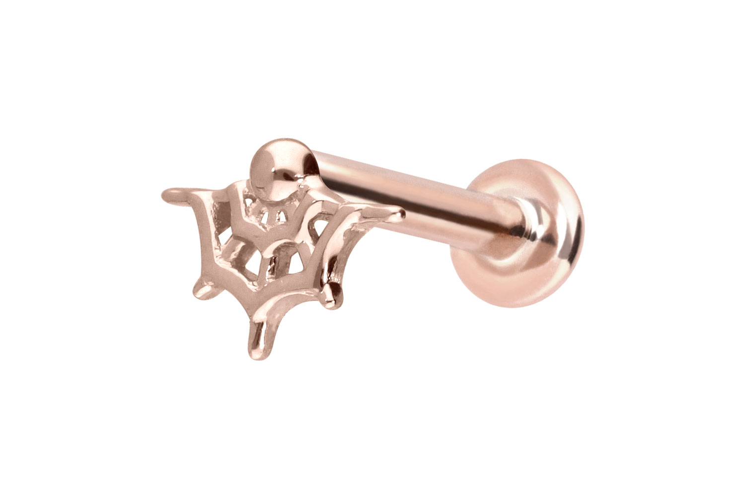 14 Karat Gold Labret mit Innengewinde SPINNENNETZ von Piercingline